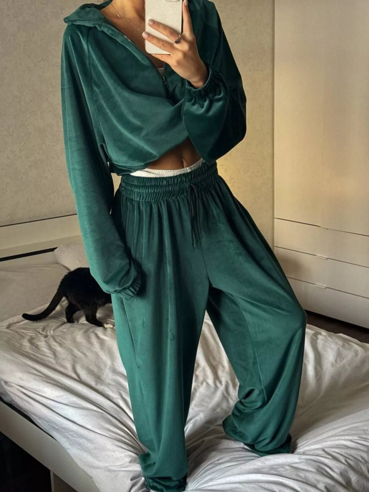 Zip Up Long Sleeve Jacket and Pants Set, view 9