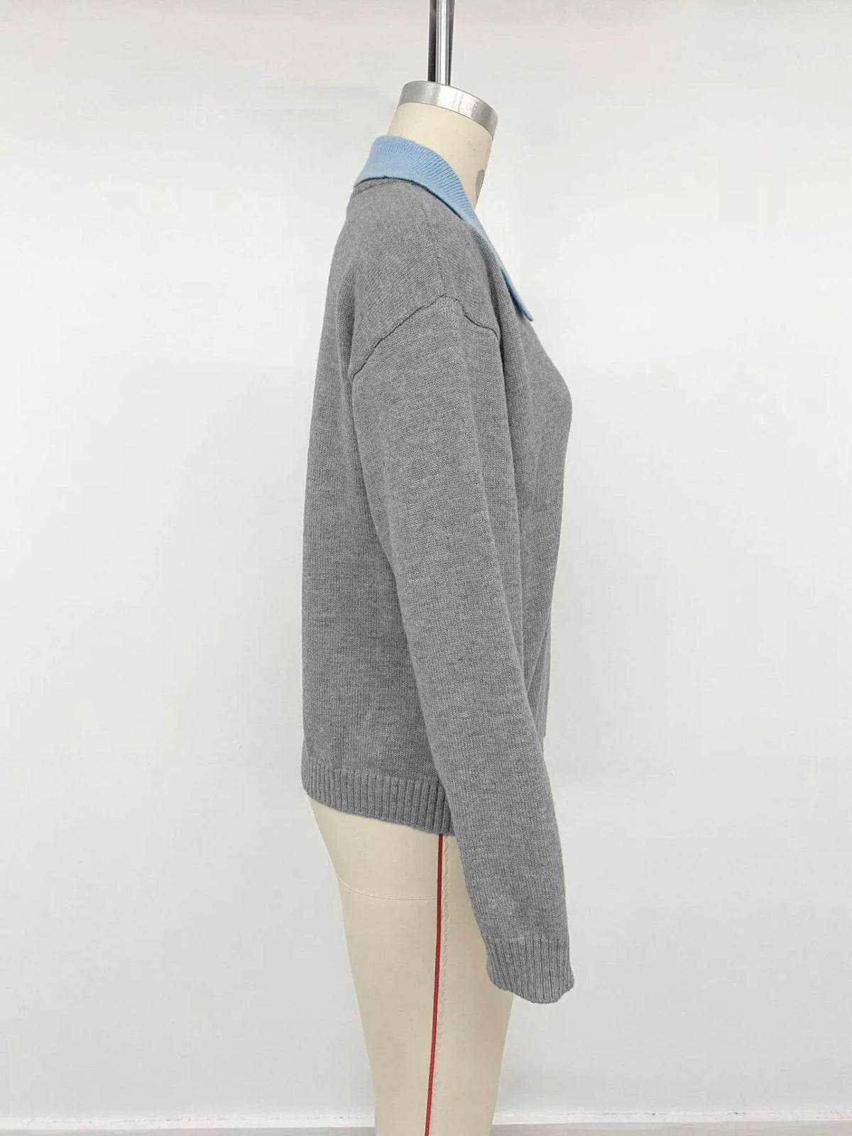 Contrast Collar Drop Shoulder Sweater view 10
