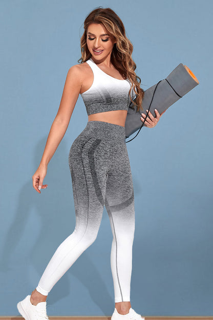 Gradient Sports Tank and Leggings Set Heather Gray - Fashorio