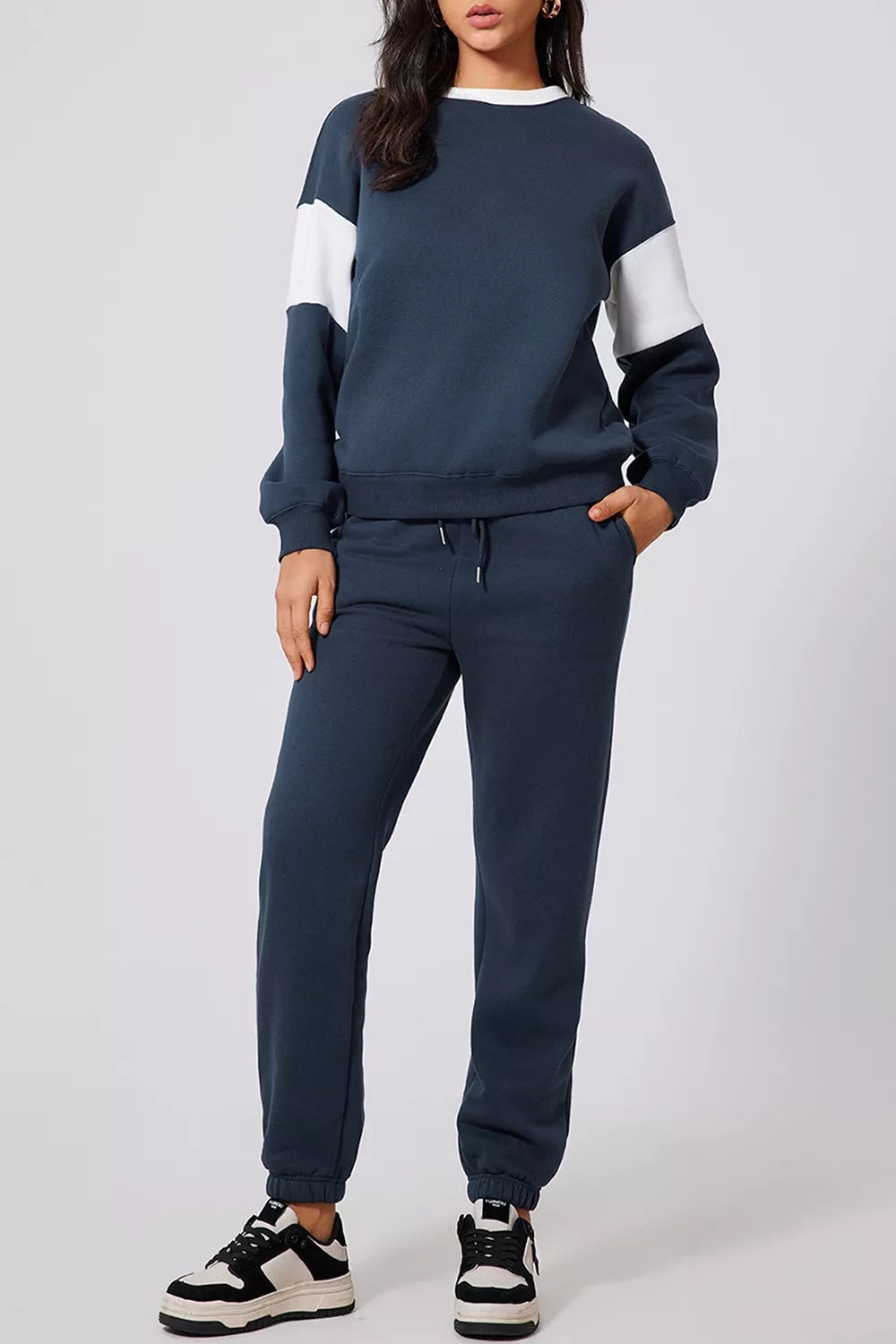 Drop Shoulder Loose Sweatshirt and Joggers Active Set view 8