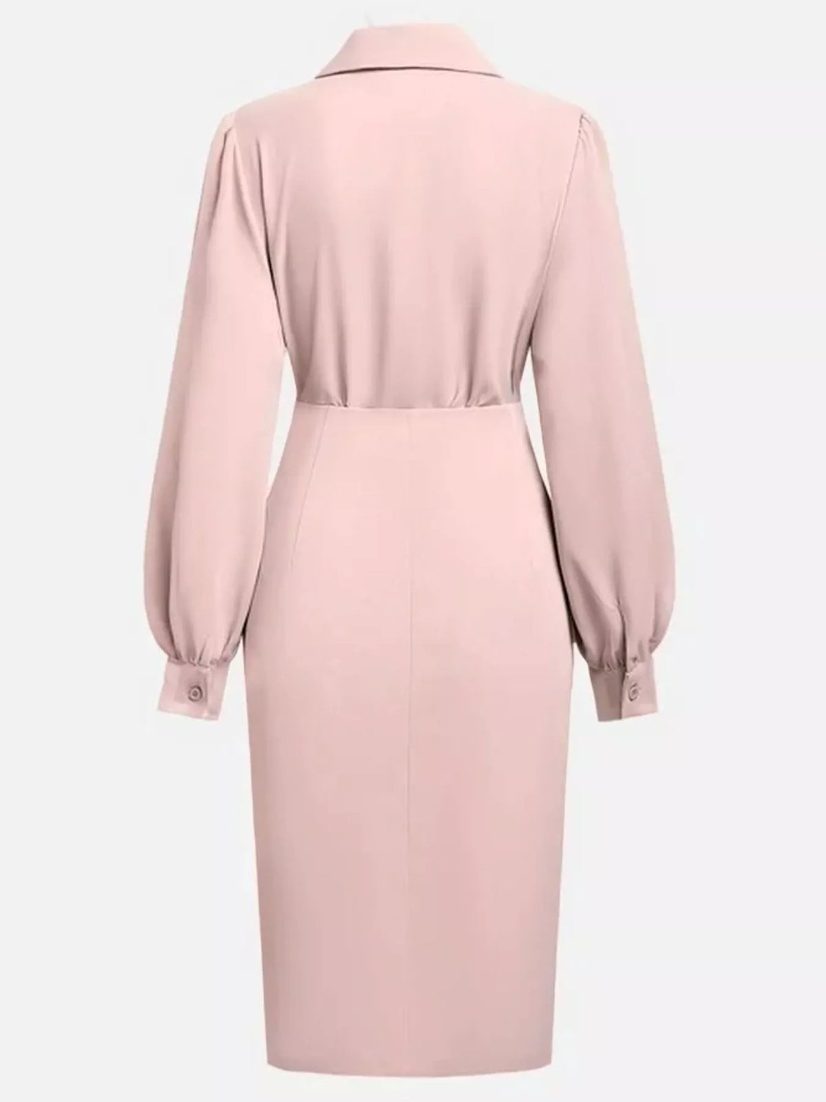 ruched midi shirt dress seated pose