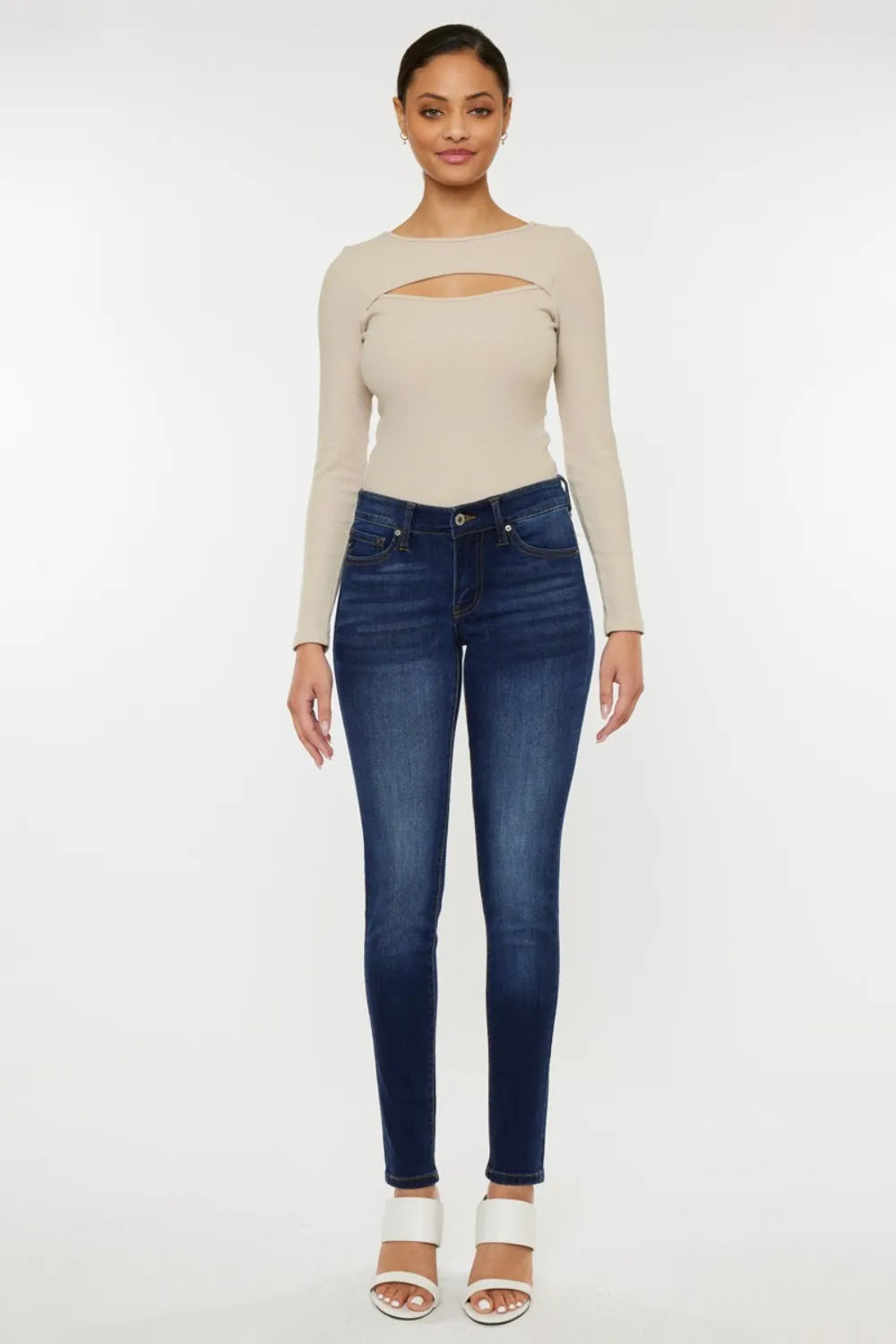 Kancan Mid Rise Gradient Skinny Jeans - Fashorio