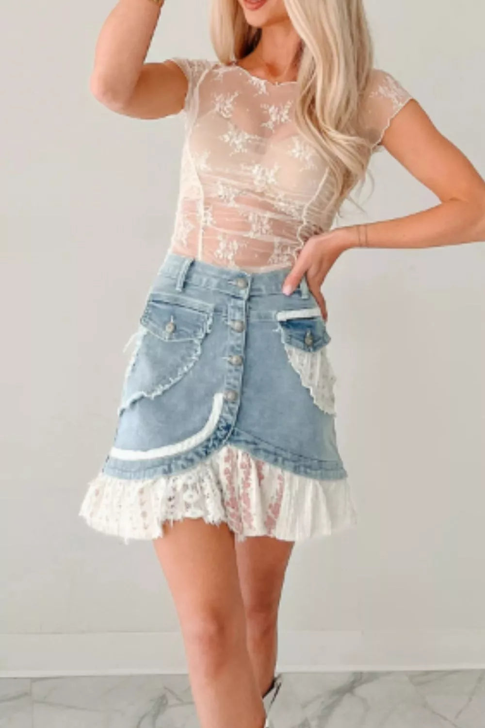 Ruched mesh top back view