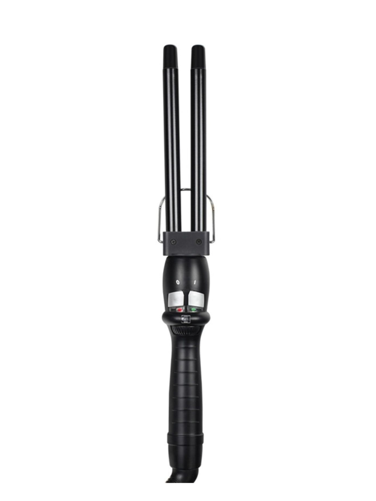 Black adjustable temperature curling iron front view