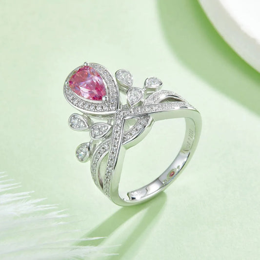 1 Carat Moissanite 925 Sterling Silver Ring Blush Pink - Fashorio
