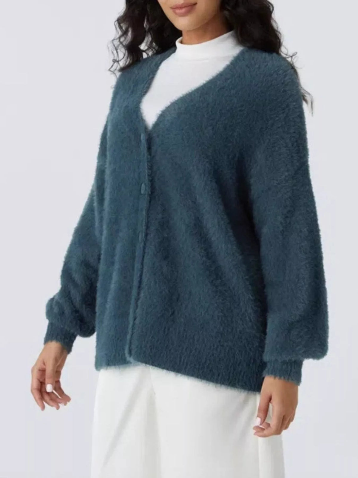 Cozy knit cardigan button detail