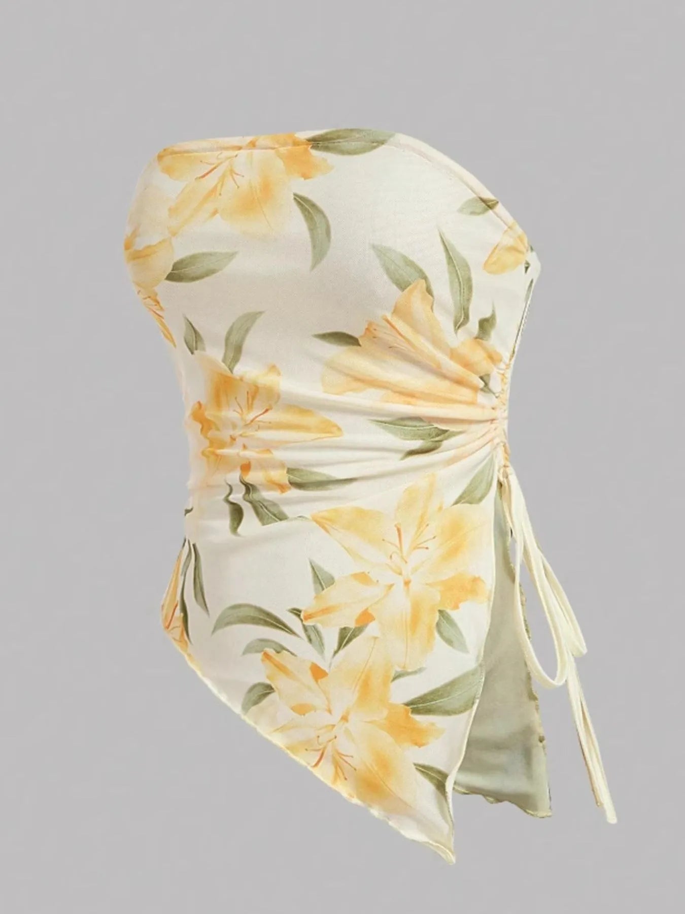 Drawstring Printed Tube Top - Fashorio