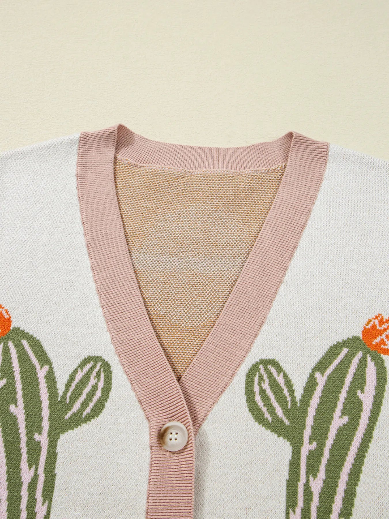 Desert Cactus Buttoned Front Sweater Cardigan - Fashorio