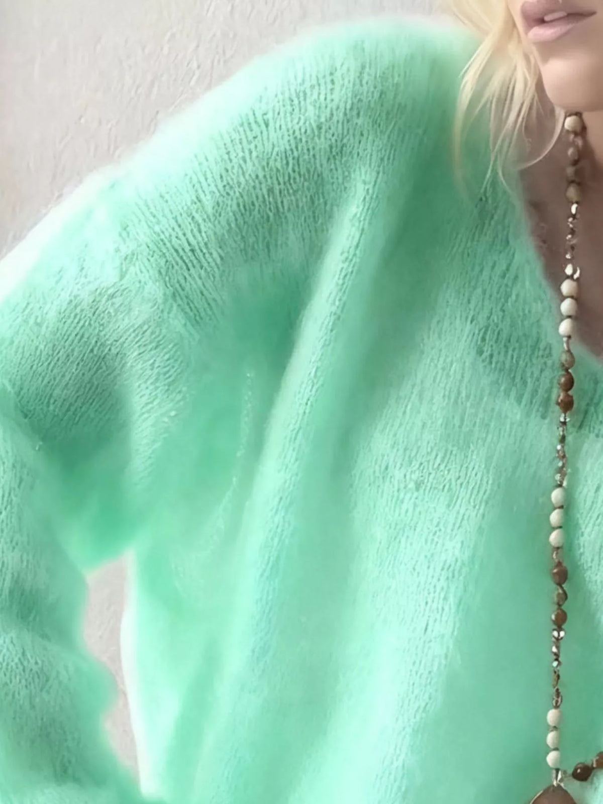 v neck dropped shoulder sweater side view