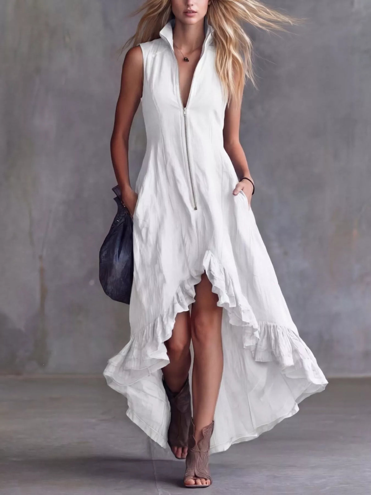 High low dress in blue colorway