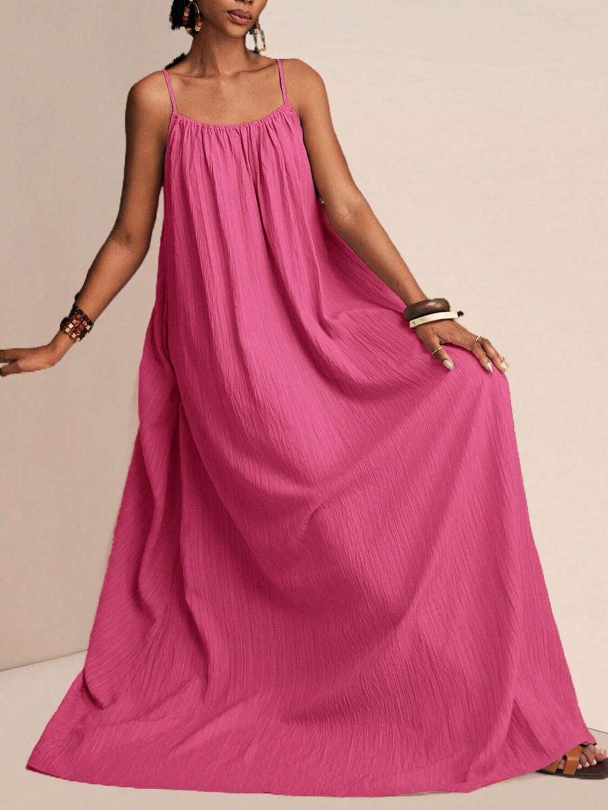 Spaghetti strap maxi dress three quarter view