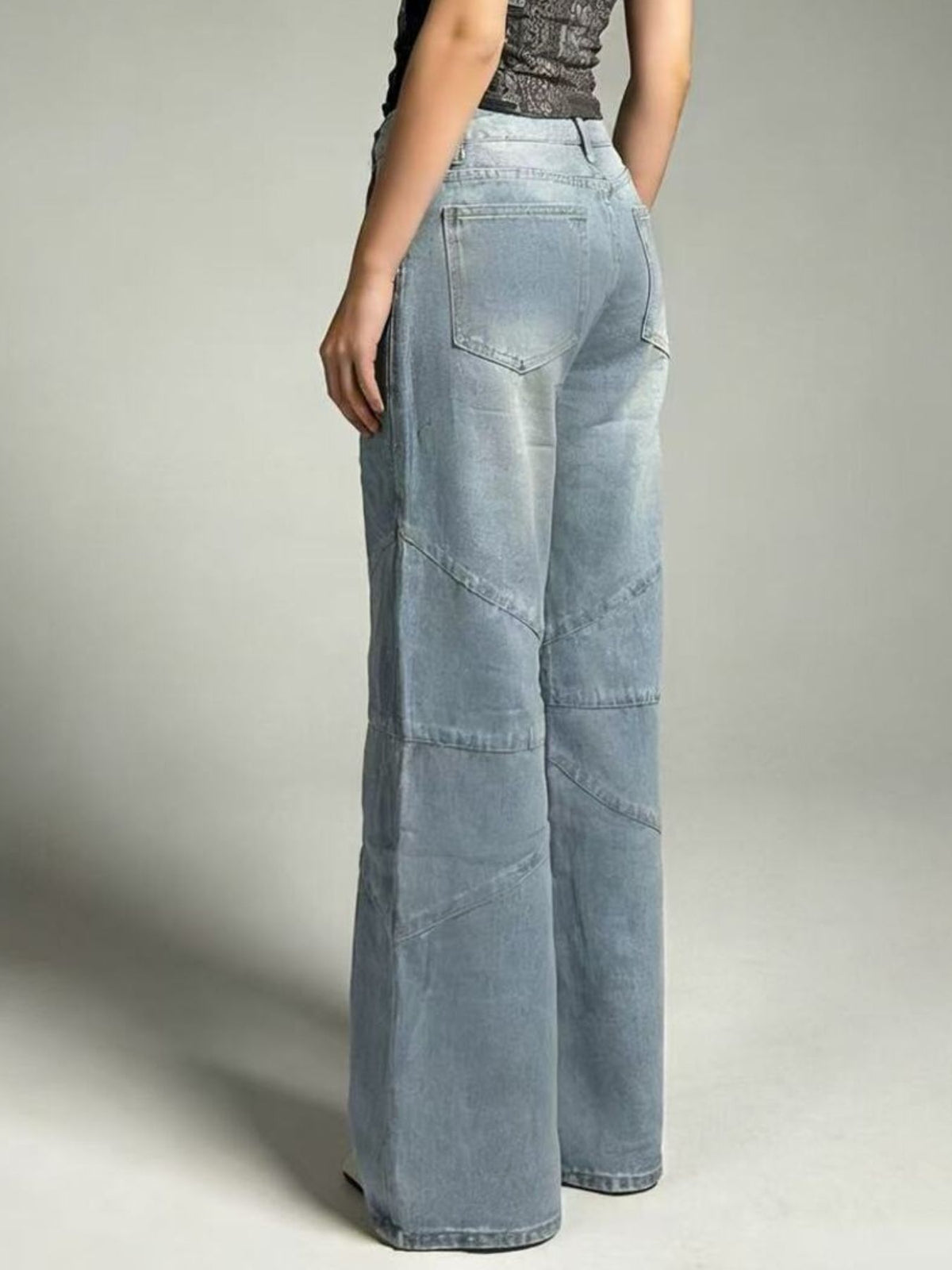 Vintage wash wide leg jeans styled view