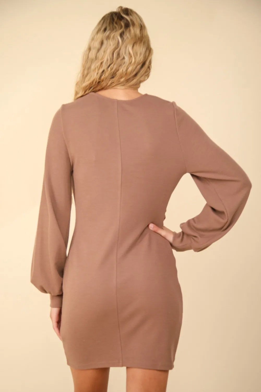 Ruched Detail Bodycon Mini Dress back view