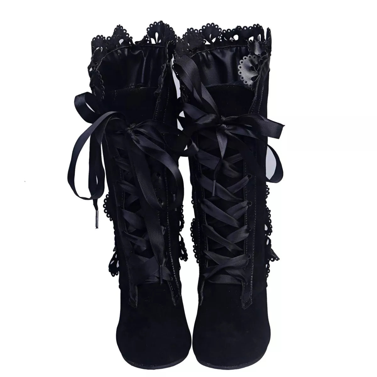 Lace Up High Heel Boots side profile
