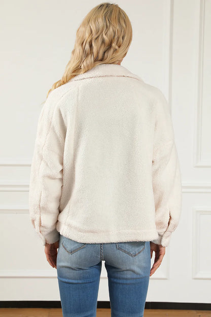 Fuzzy Button Up Faux Fur Outerwear - Fashorio
