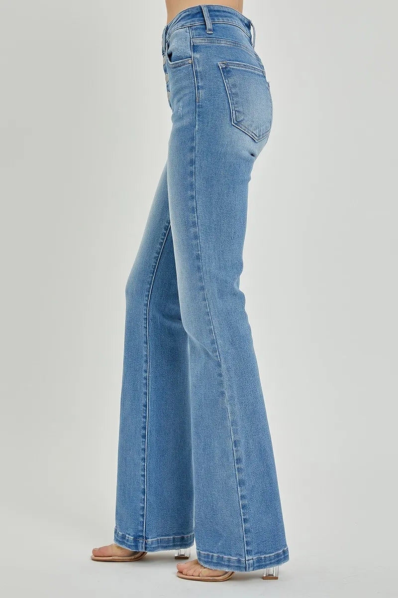 RISEN Full Size High Rise Button Fly Bootcut Jeans - Fashorio