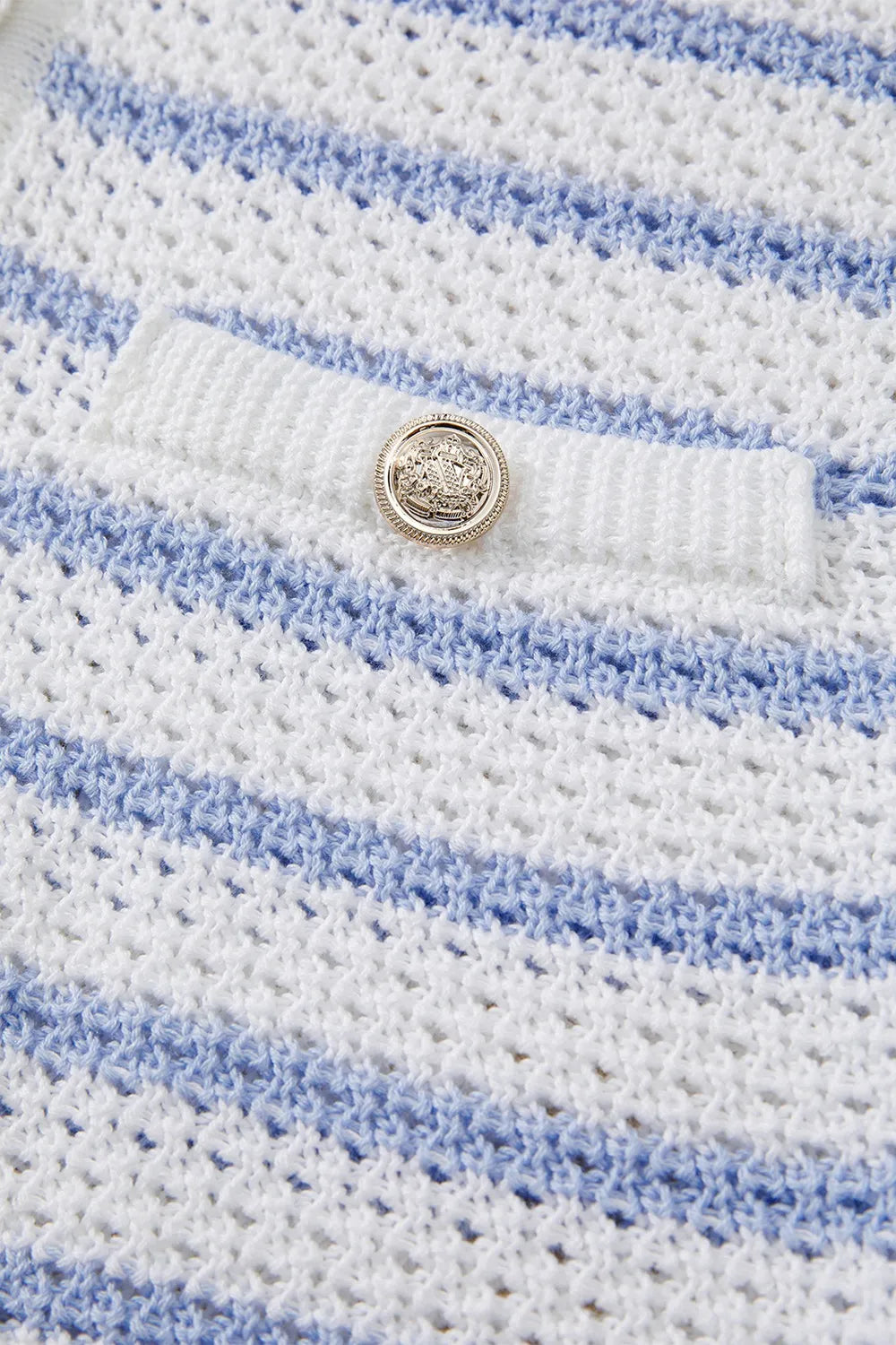 Striped Gold Button V Neck Sweater Vest in Light Blue view 10