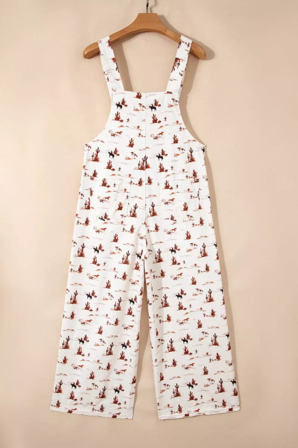 Western printed overalls full length front