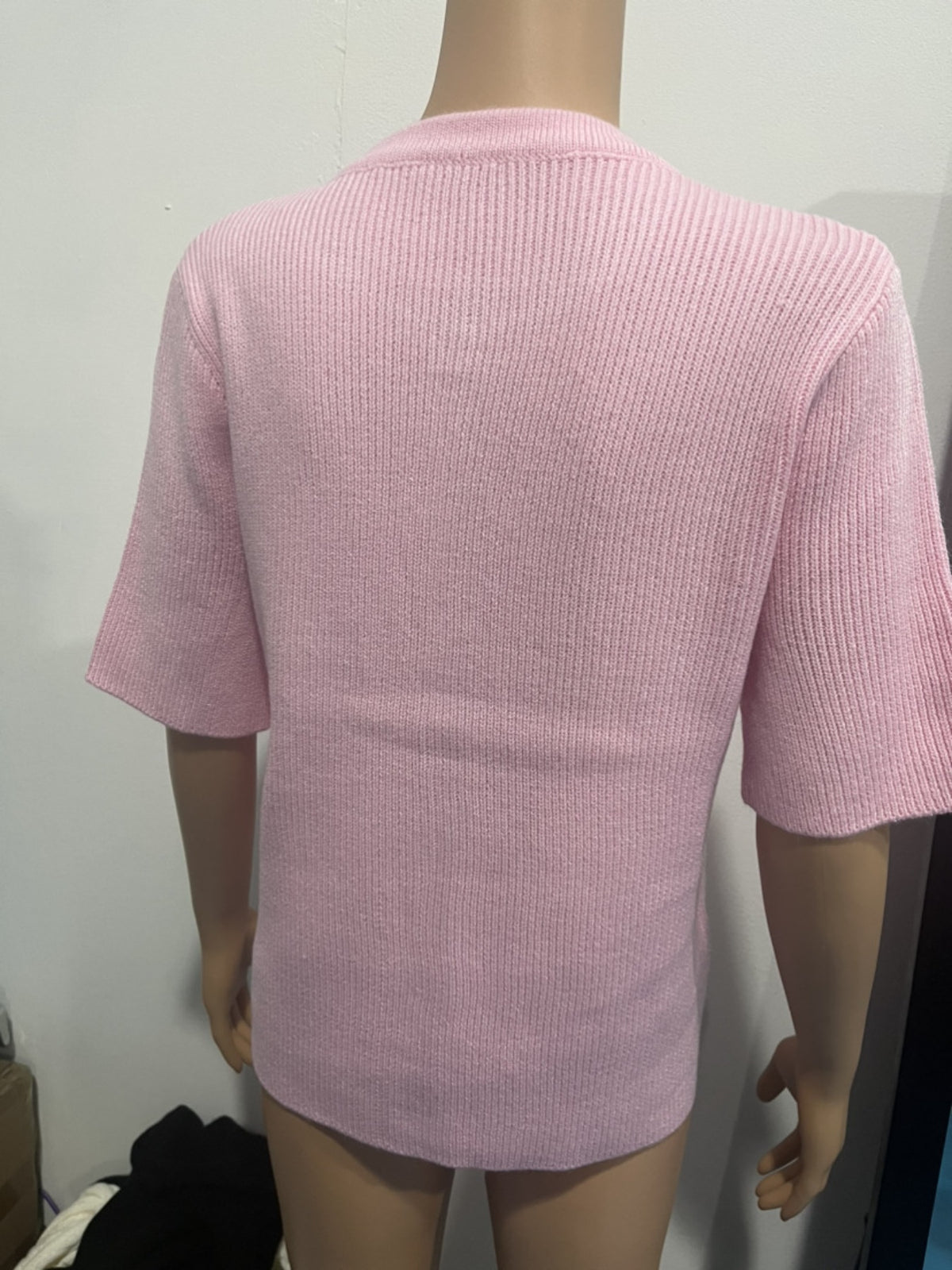 Short sleeve cardigan side view