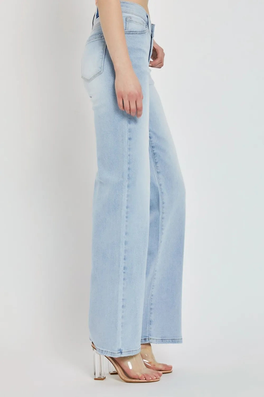 RISEN Full Size Wide Leg V Dipped Front Waist Jeans - Fashorio