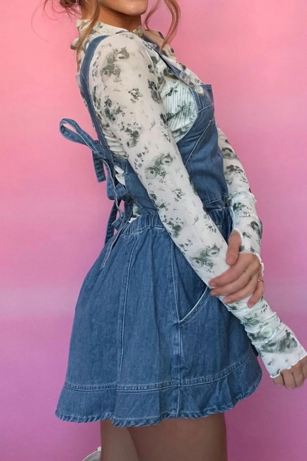 Wide Strap Square Neck Denim Overalls - Fashorio