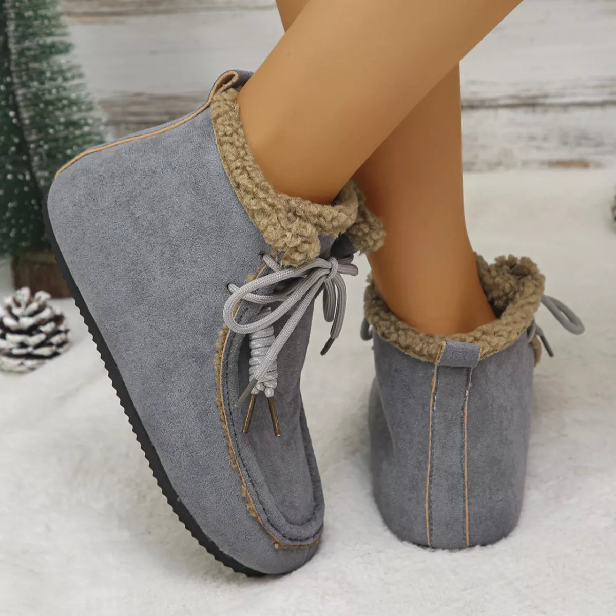 Lace up flat ankle boots quarter turn view