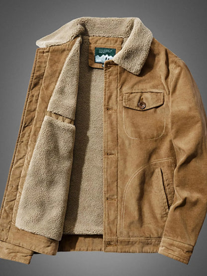 Men's Plus Size Sherpa Corduroy Button Up Jacket - Fashorio