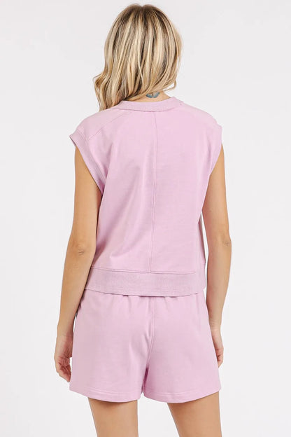 Mittoshop French Terry Crew Neck Top and Shorts Set - Fashorio