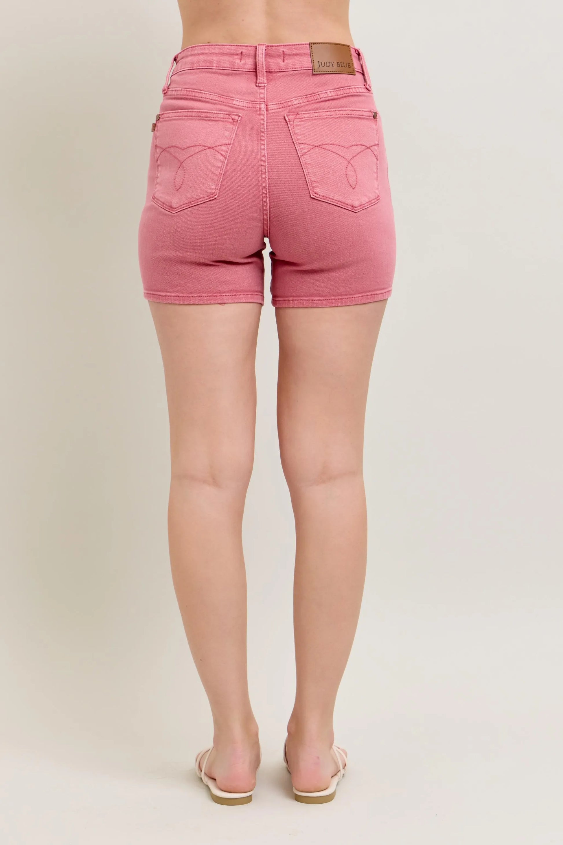 Judy Blue Pink Back Pkt Embroidery Shorts - Fashorio