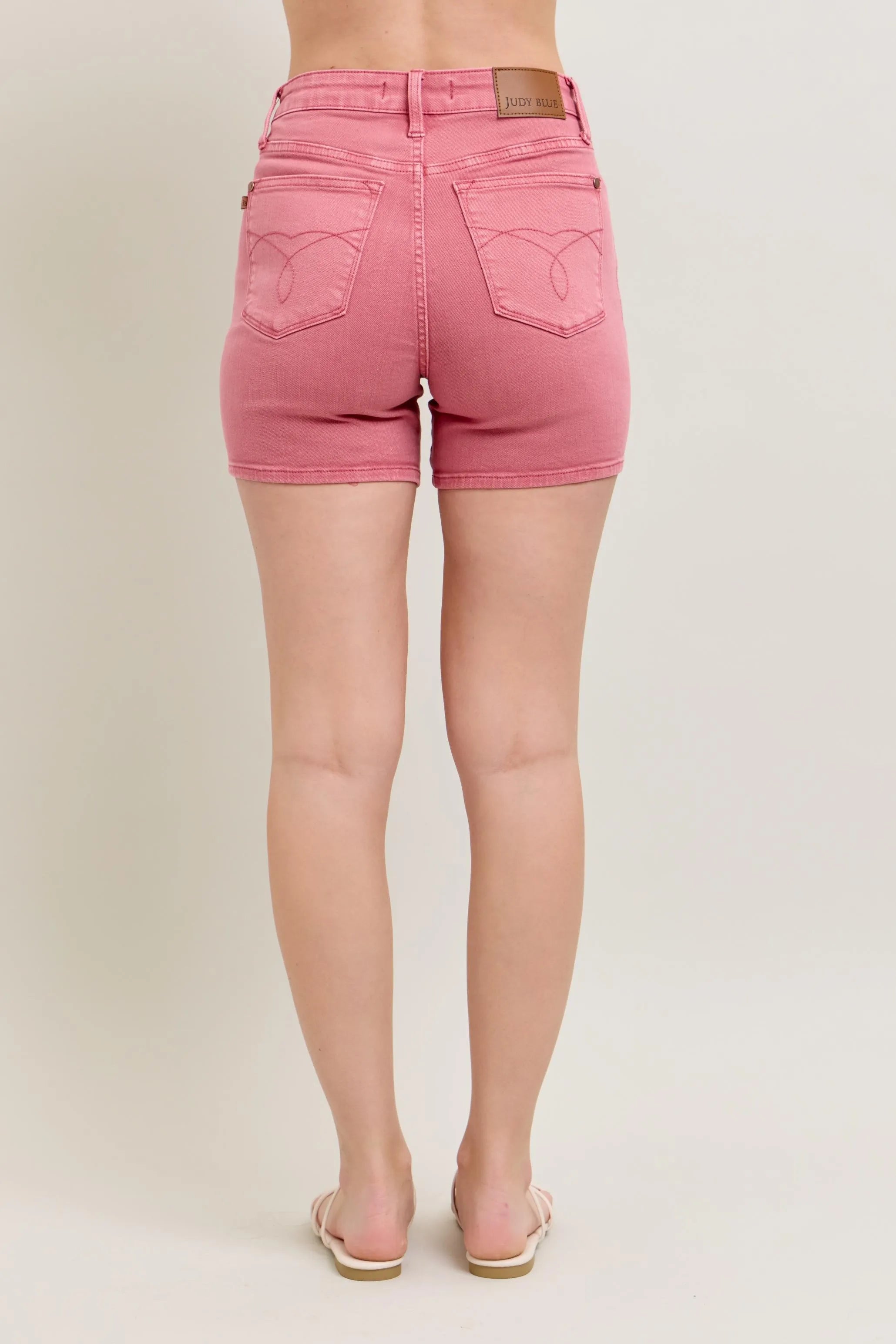 Judy Blue Pink Back Pkt Embroidery Shorts - Fashorio