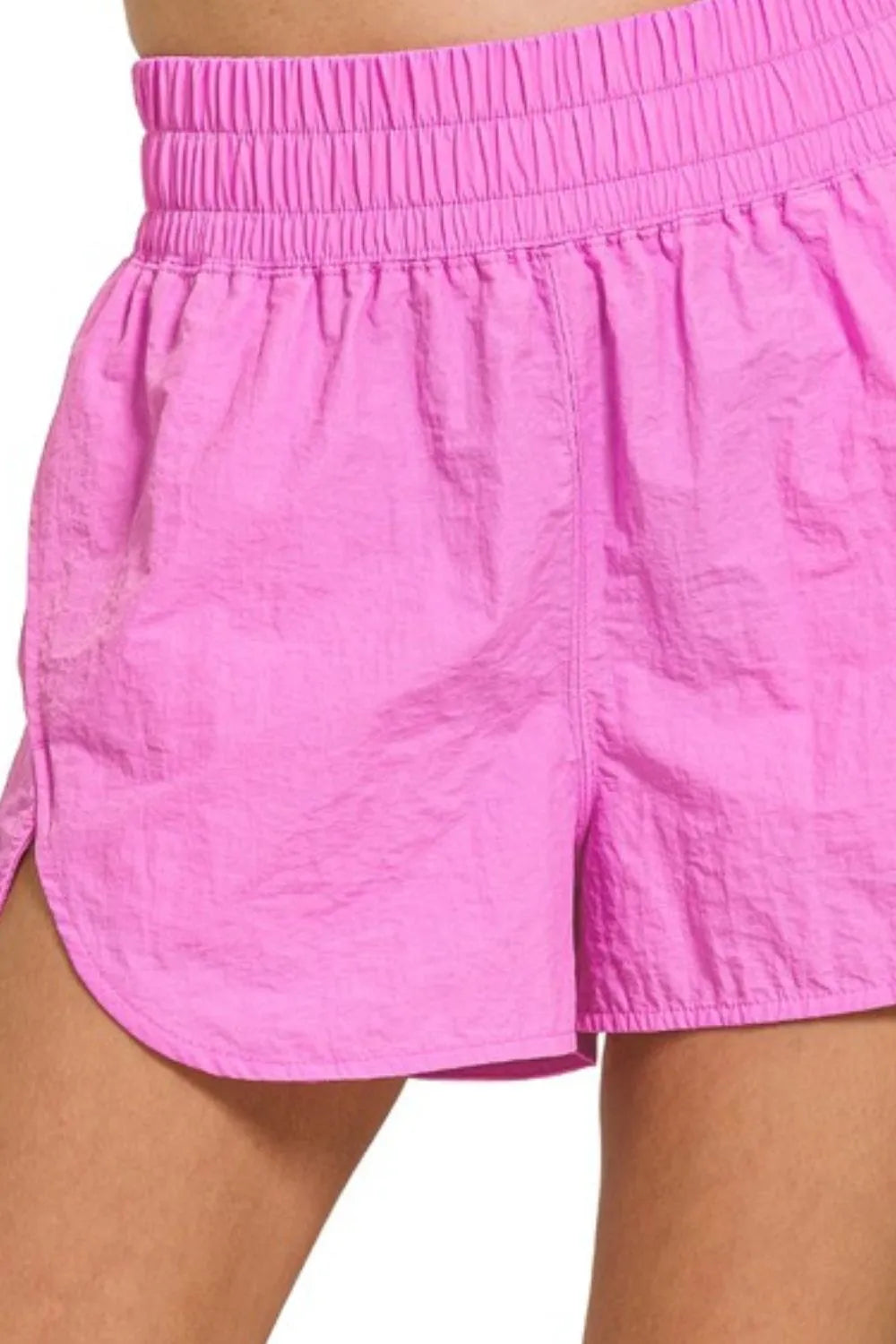 Zenana Windbreaker Smocked Waistband Running Shorts - Fashorio