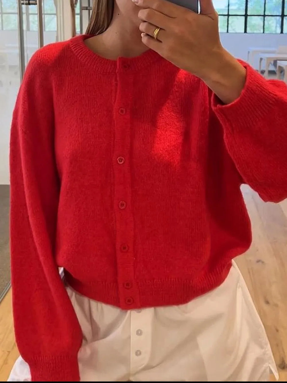 Button Down Long Sleeve Cardigan - Fashorio