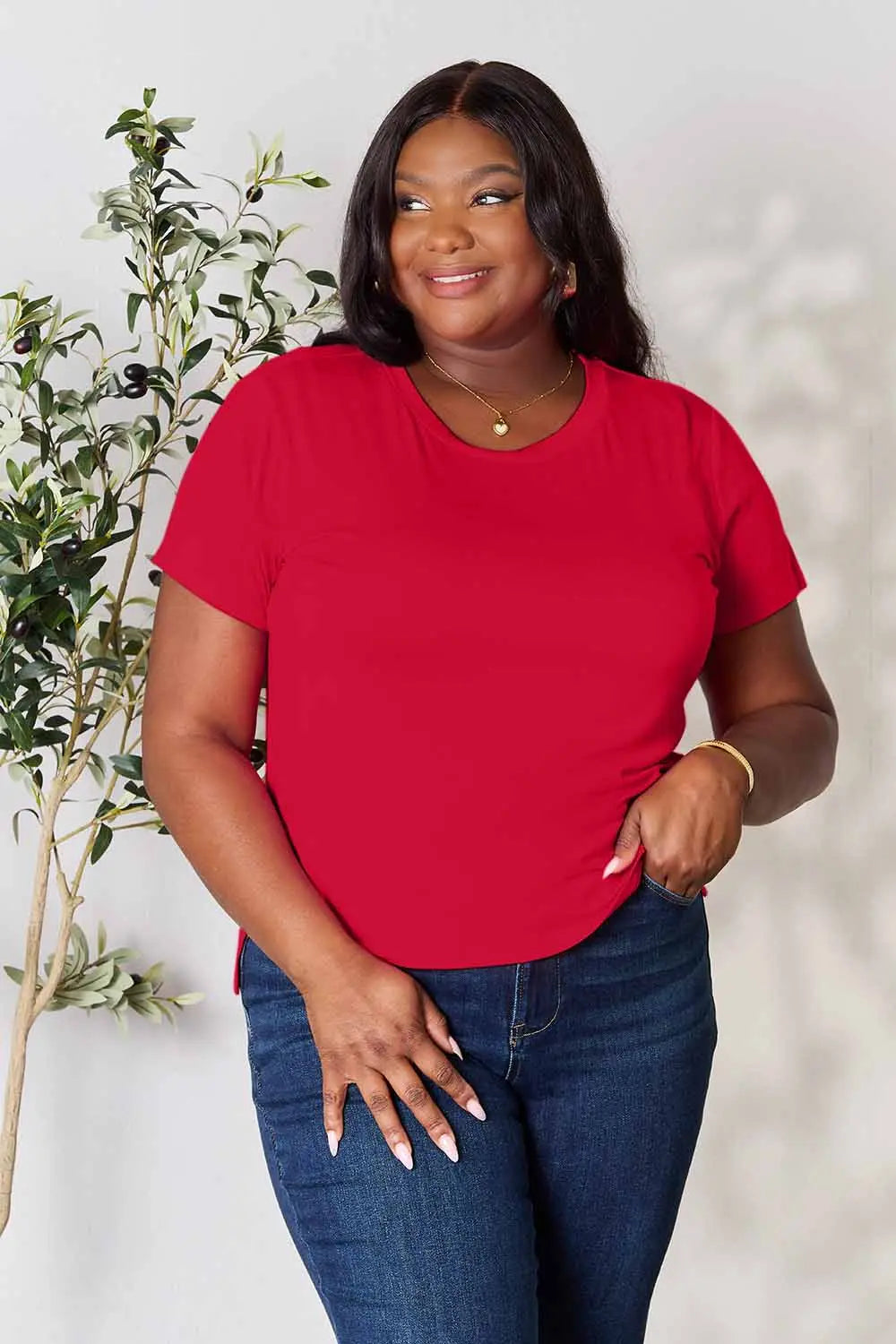Round Neck Short Sleeve Slit Tee, view 18
