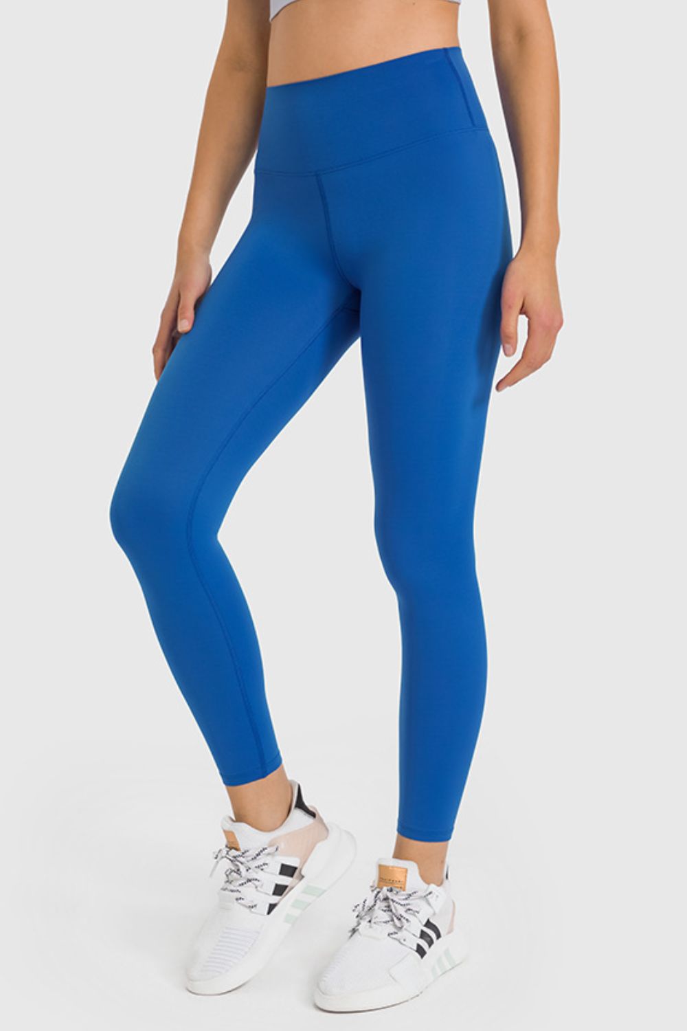 high waist ankle length yoga leggings side view