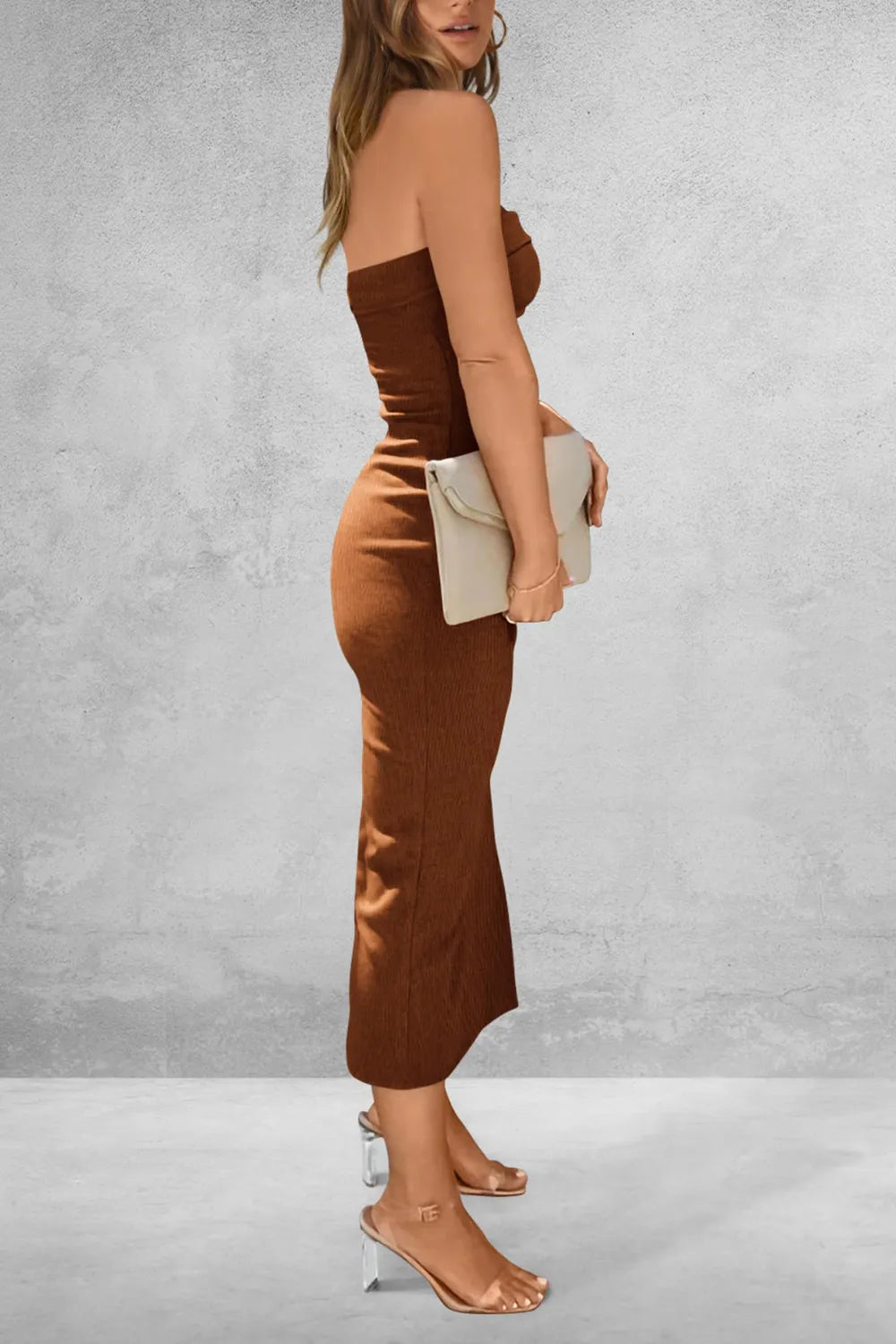 slit tube midi dress back view