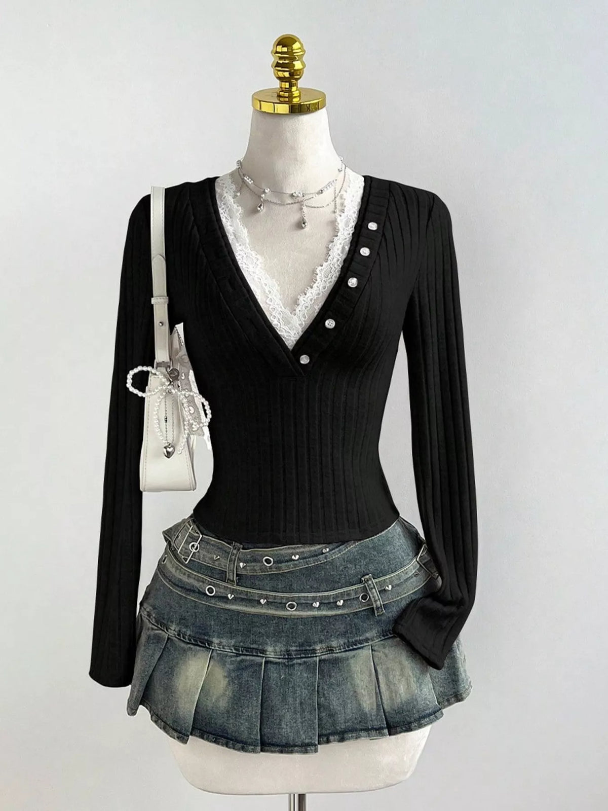 Back view of the ribbed knit top