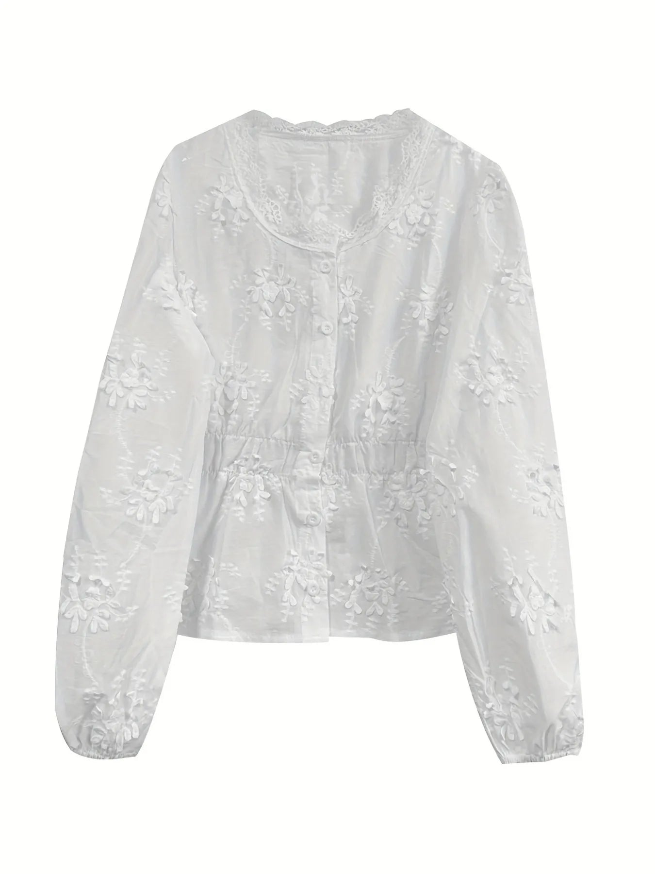 Lace Detail Button Up Shirt - Fashorio
