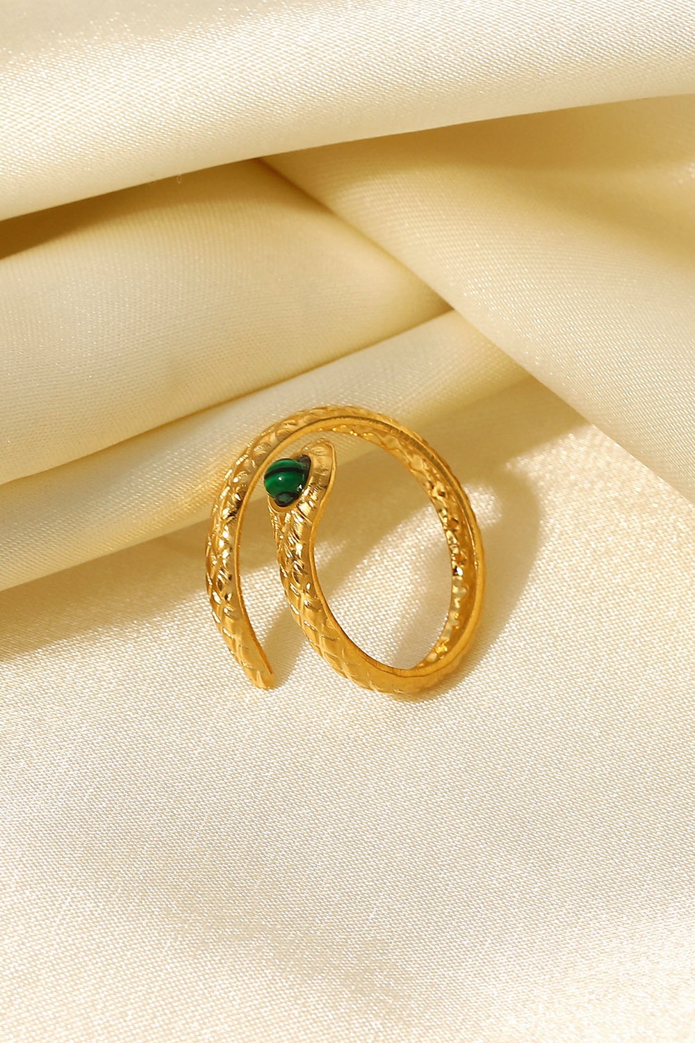 Snake Charmer Malachite Snake-Shaped Bypass Ring - Fashorio