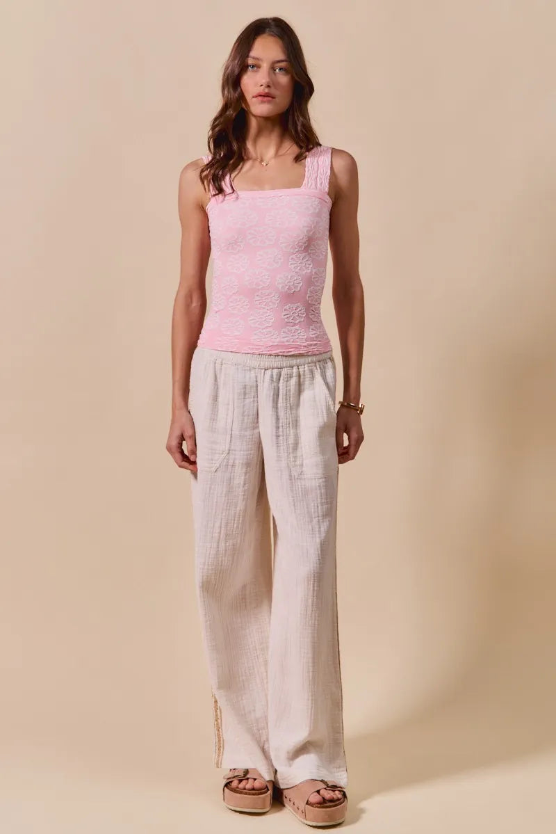 SO ME Two Tone Floral Seamless Tank Top - Fashorio