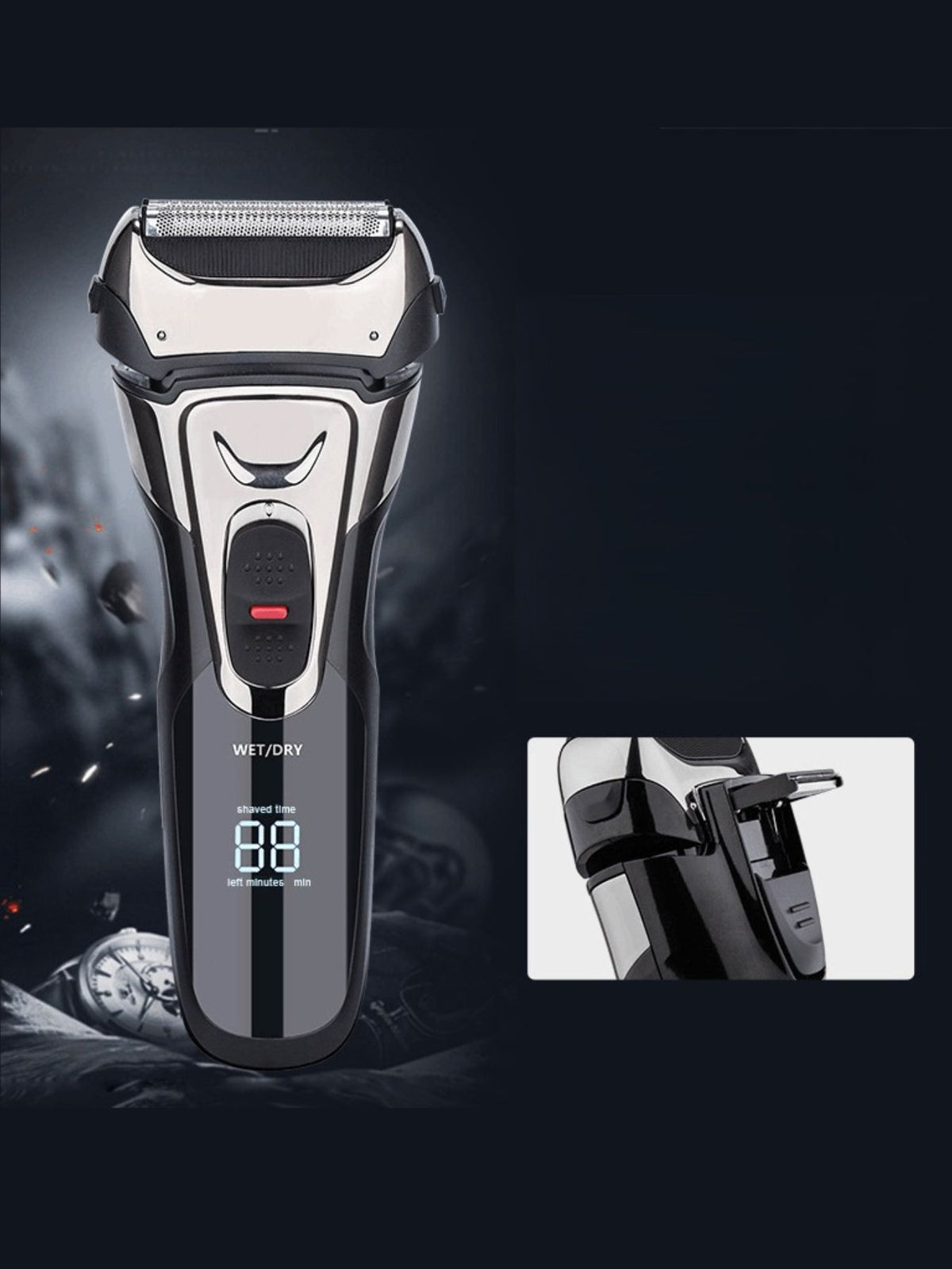 Electric shaver with digital display front view