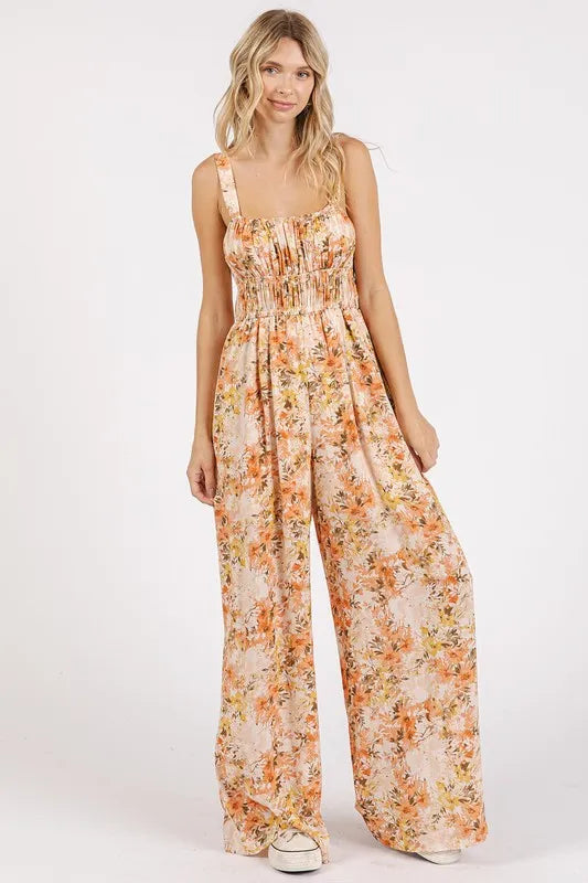 Ginger floral print sleeveless jumpsuit front view