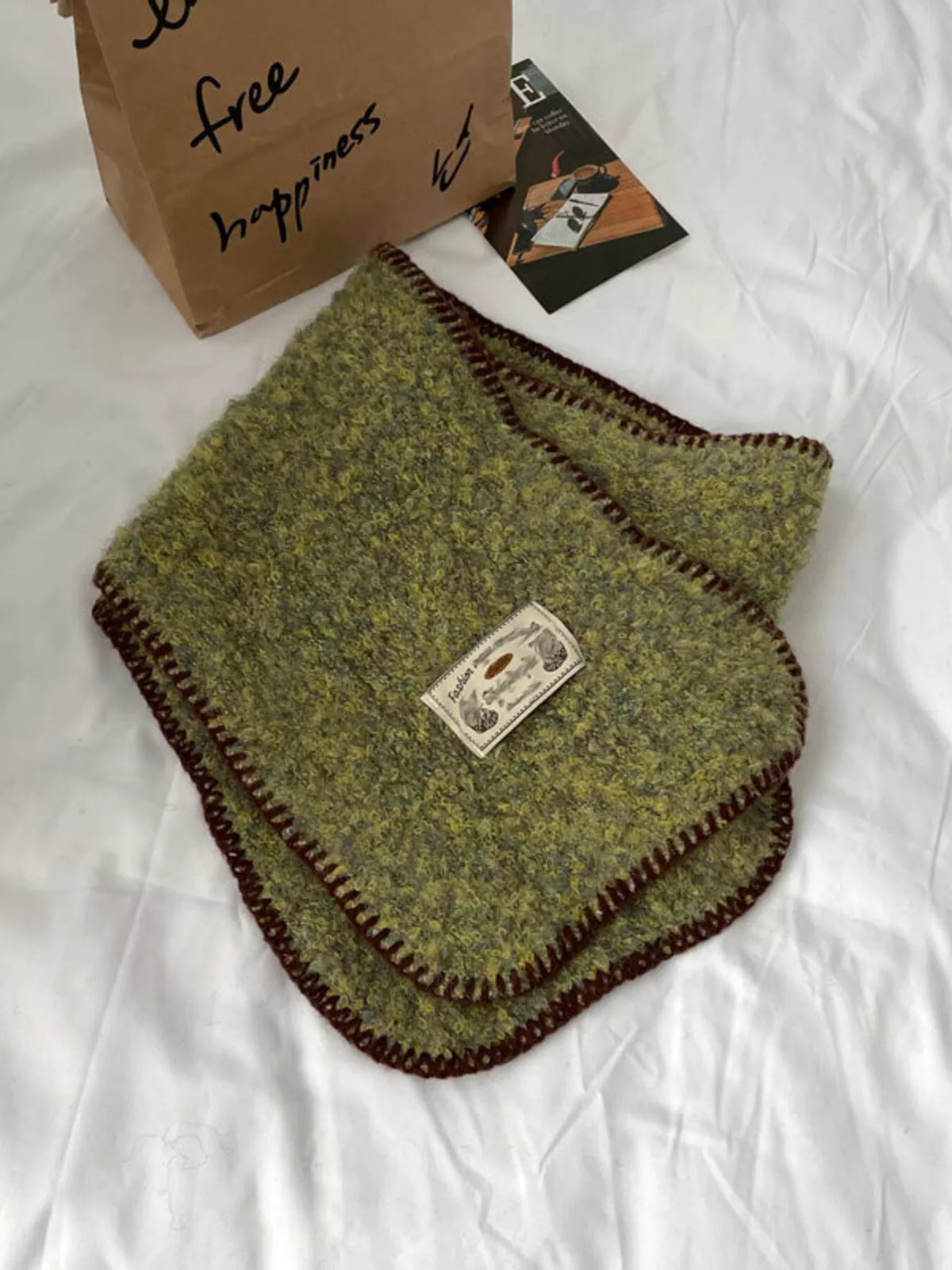Cushioned scarf shown at full length