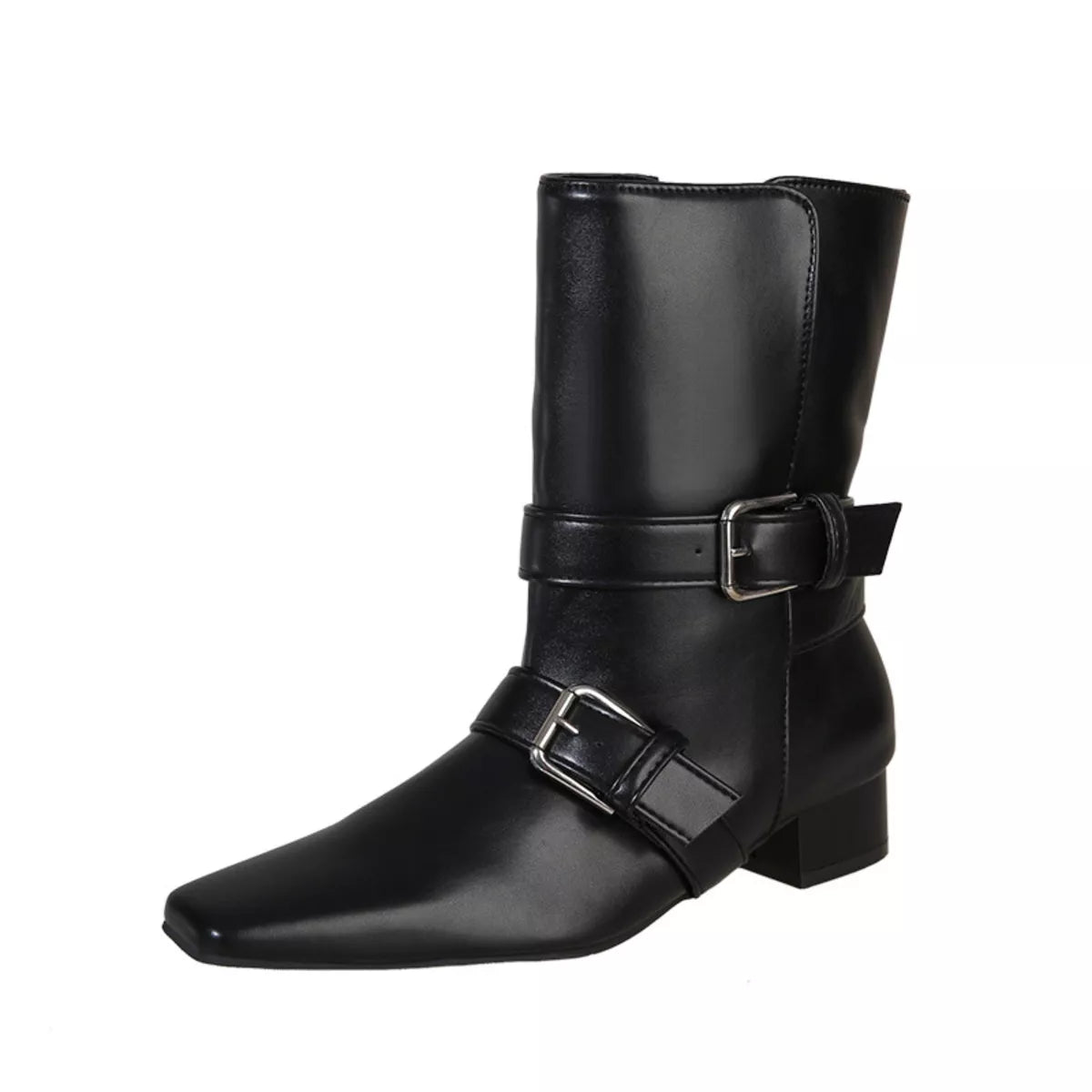 square toe block heel boots side profile