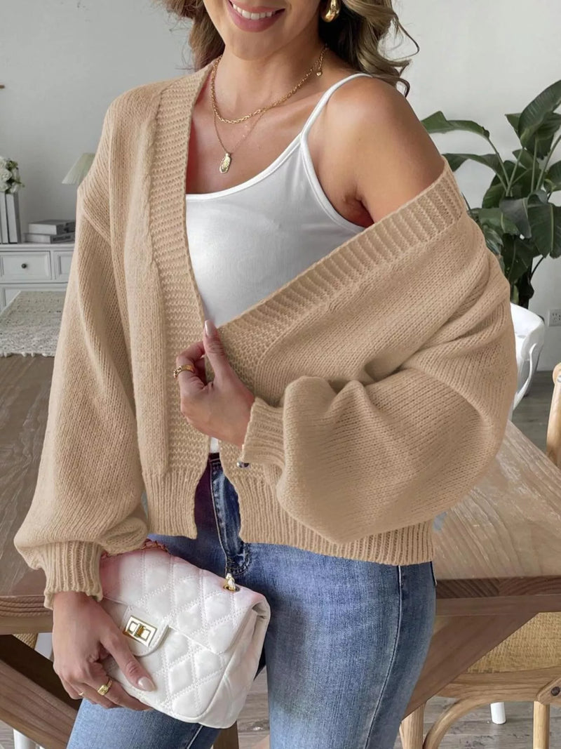 open front dropped shoulder cardigan front view