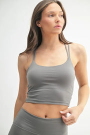 MONO B Venice Cloud Light Crisscross Sports Bra NEW PEWTER - Fashorio