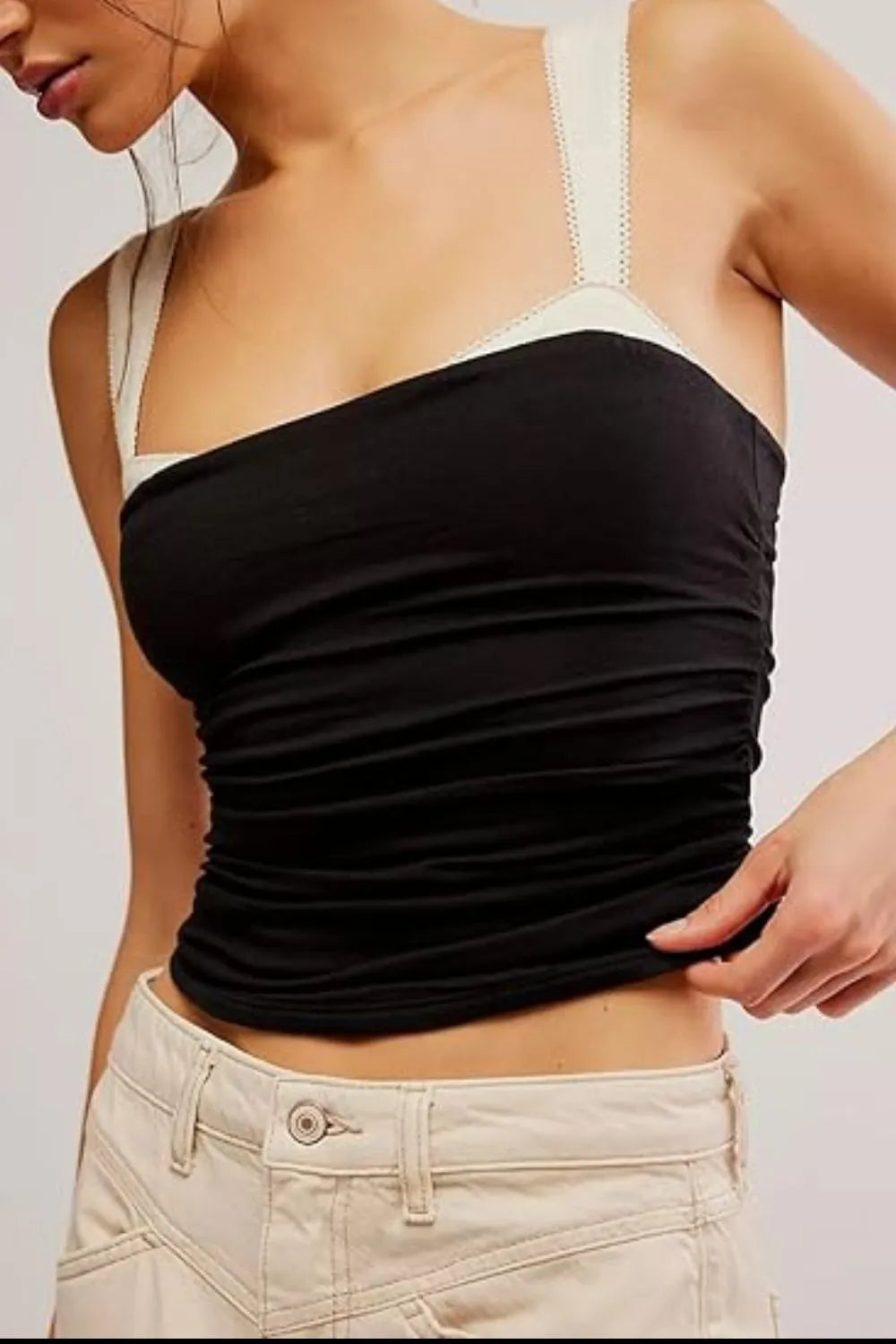 Square Neck Wide Strap Cami Top front view