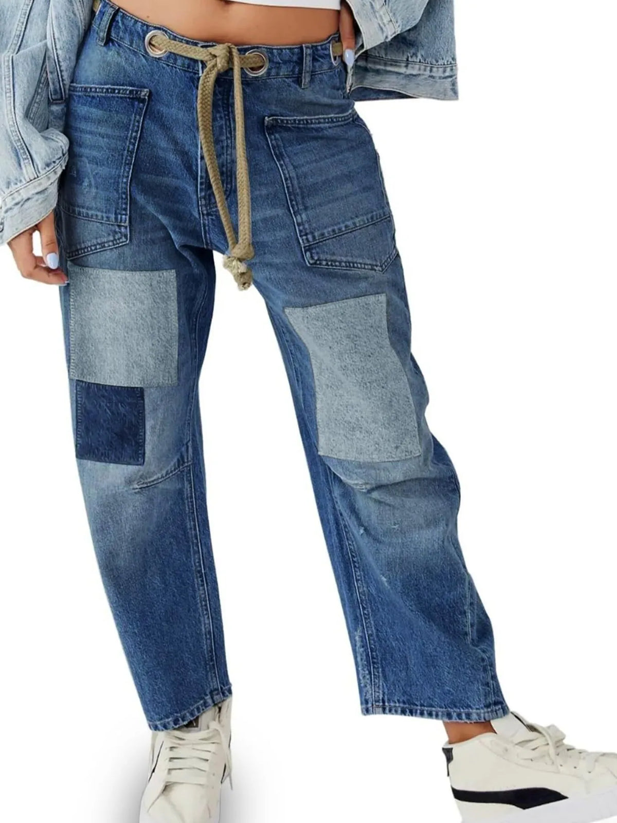 Washed wide leg jeans front view
