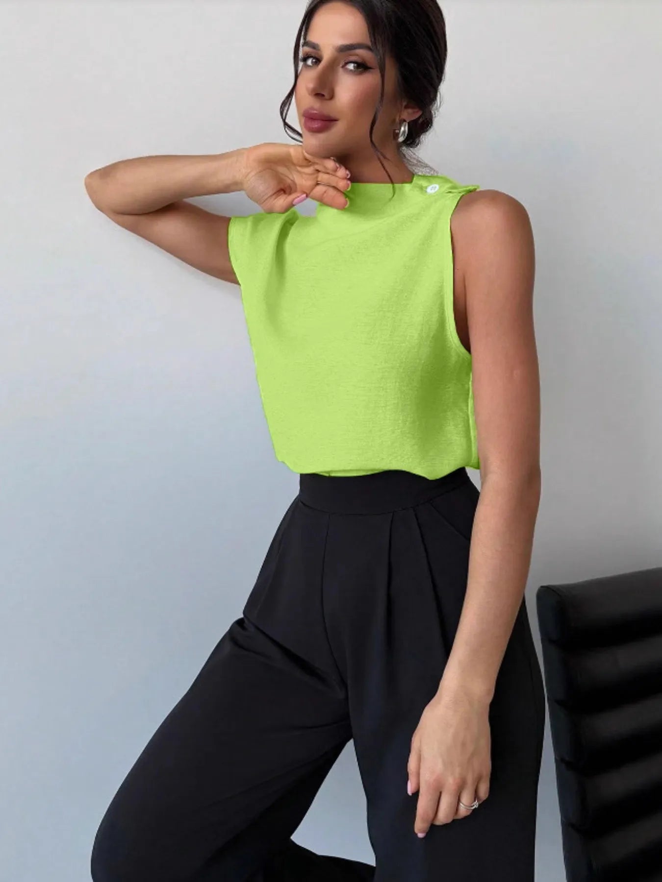 Mock Neck Solid Color Tank - Fashorio