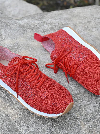 Mesh Lace Up Sneakers - Fashorio