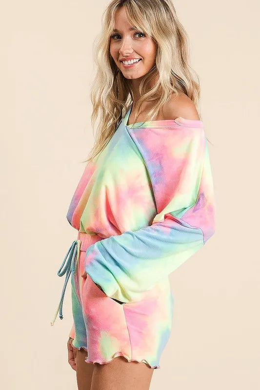 BiBi Tie Dye French Terry Top and Shorts Set - Fashorio